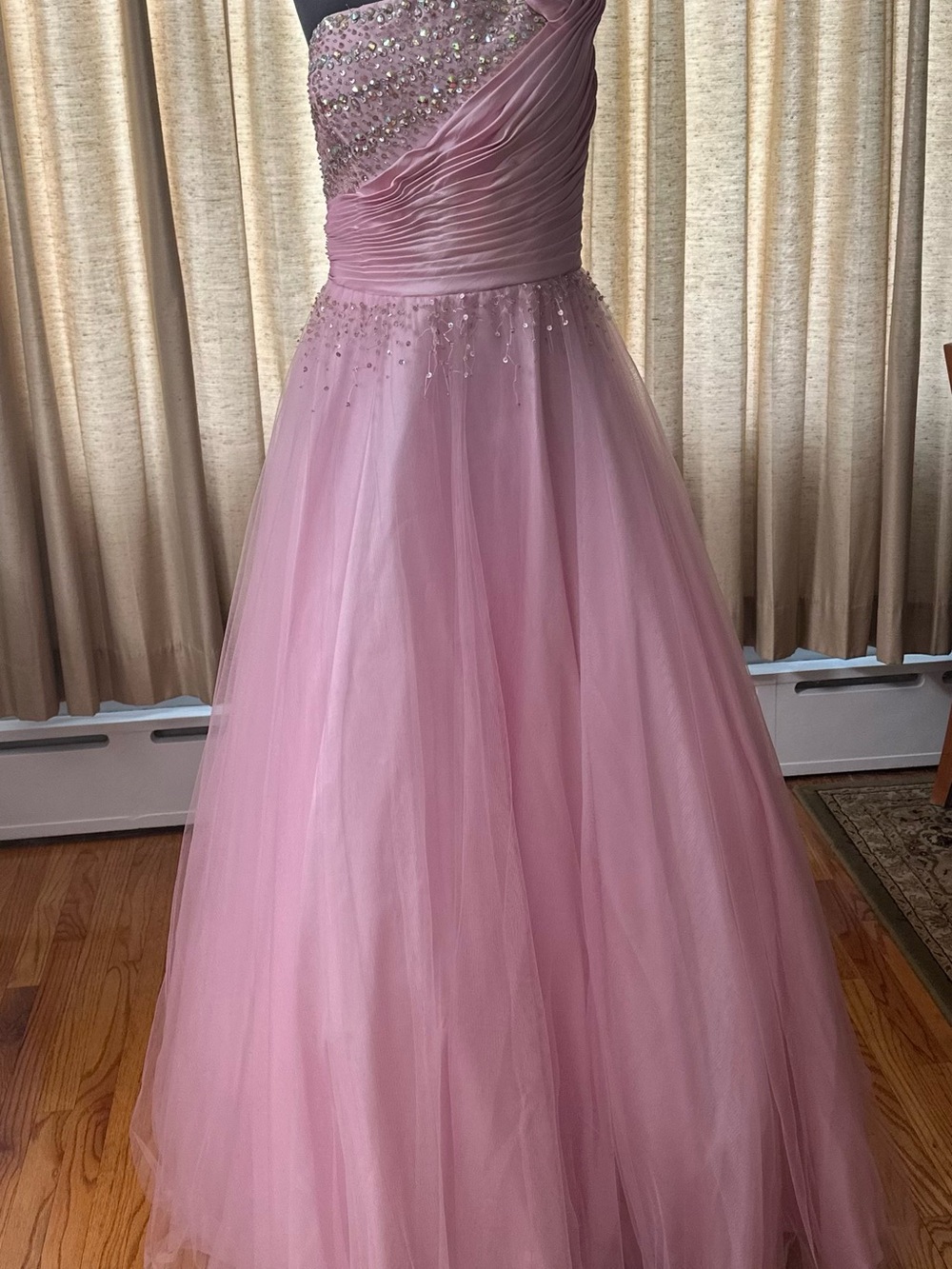 Pink Beaded Tulle Girls' Party Dress